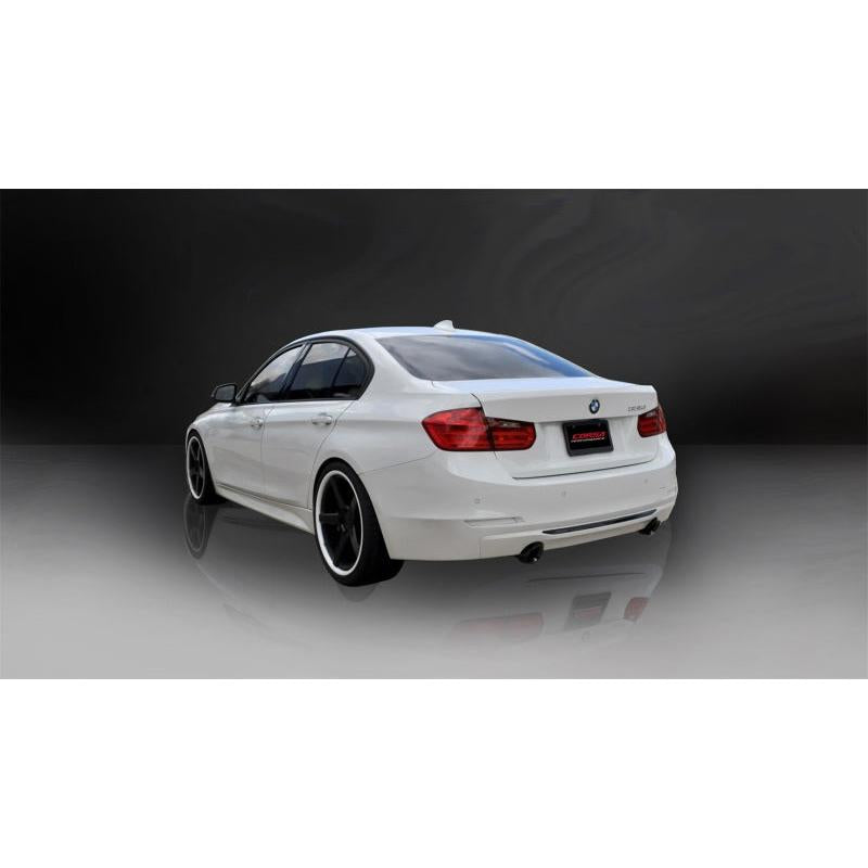 Corsa 2012-2017 BMW 335i Sedan RWD F30 3in Black Touring Dual Rear Single 3.5in Tip Cat-Back Exhaust