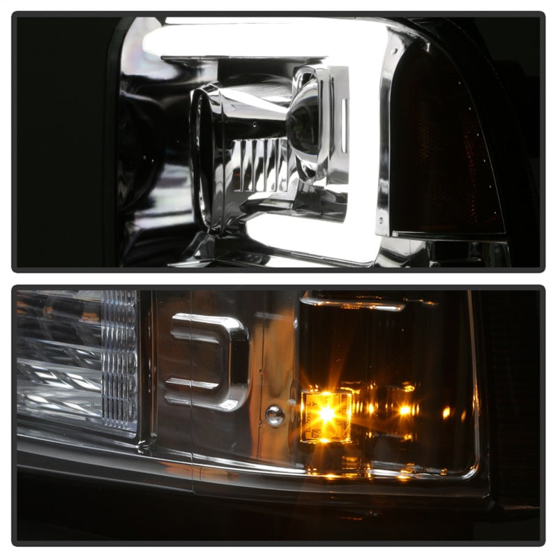 Spyder 05-07 Ford F250/350/450 SD Ver 2 Proj Headlights - Light Bar DRL - Black PRO-YD-FS05V2-LB-C-SR1 Performance