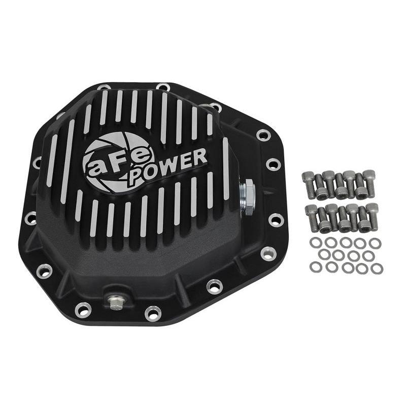 aFe Power Pro Series Rear Diff Cover Black w/Machined Fins 17-19 Ford Diesel Trucks V8-6.7L w/ Oil