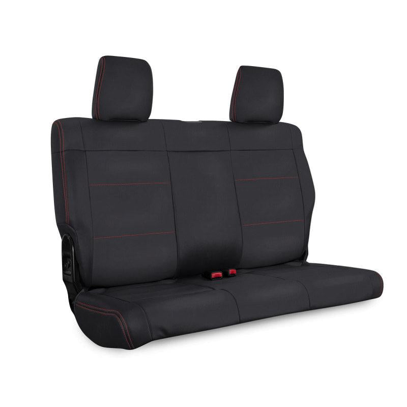 PRP 07-10 Jeep Wrangler JK Rear Seat Covers/2 door - Black with Red Stitching