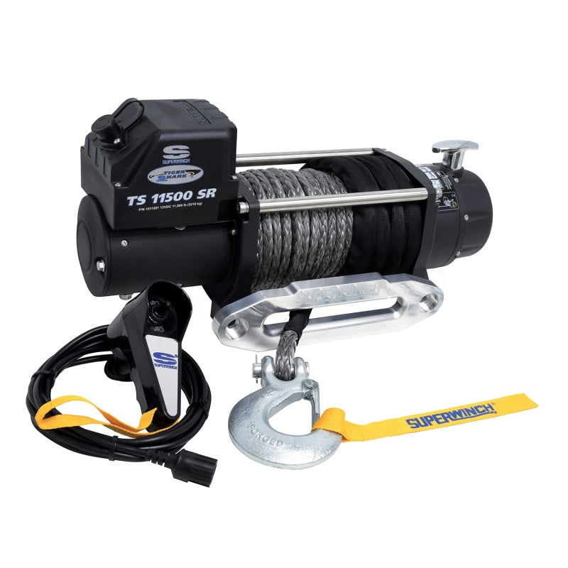 Superwinch 11500 LBS 12V DC 3/8in x 80ft Synthetic Rope Tiger Shark 11500 Winch-SR1 Performance