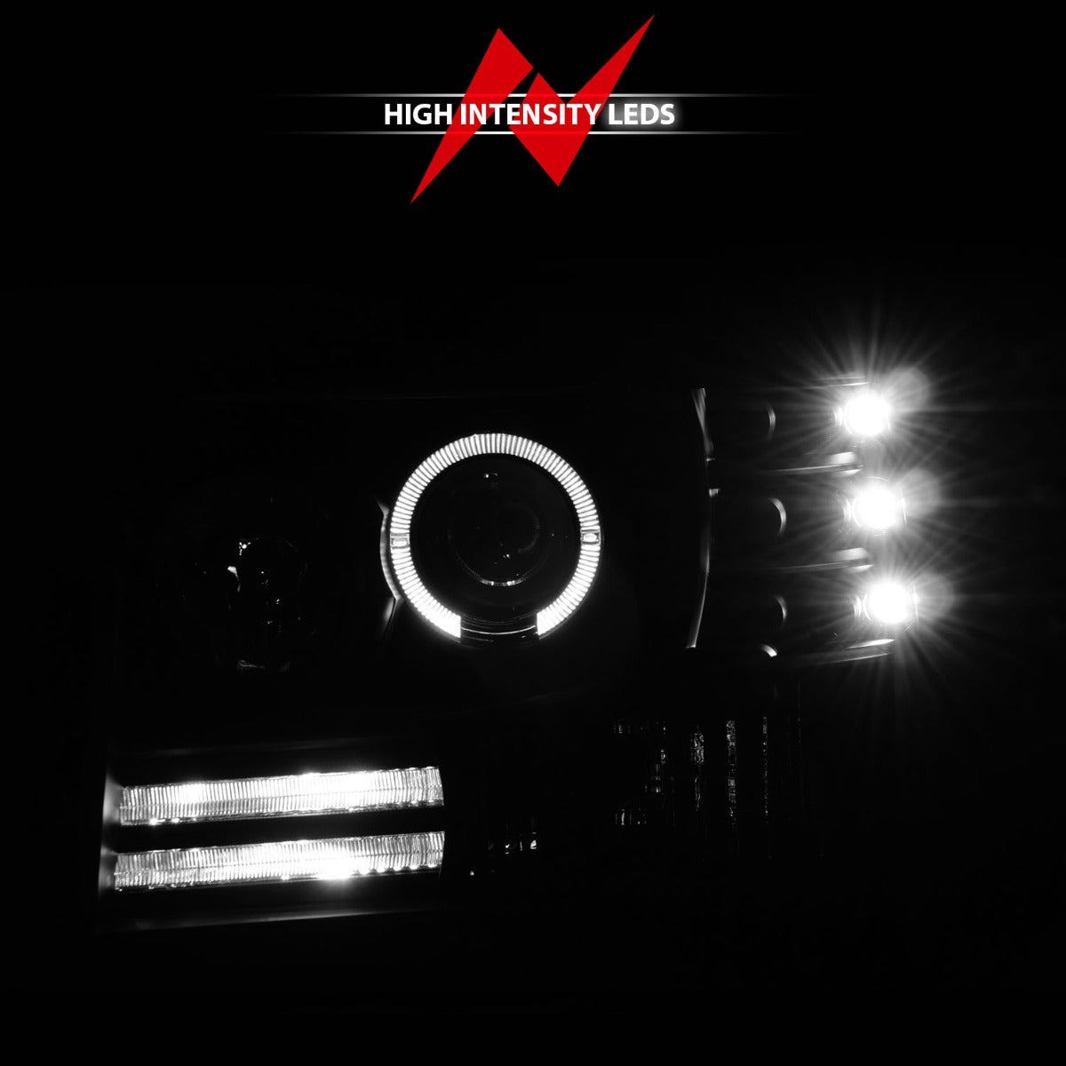FORD F-150/BRONCO 92-96 / F-250/350 92-98 PROJECTOR HALO HEADLIGHTS BLACK (1 PC)