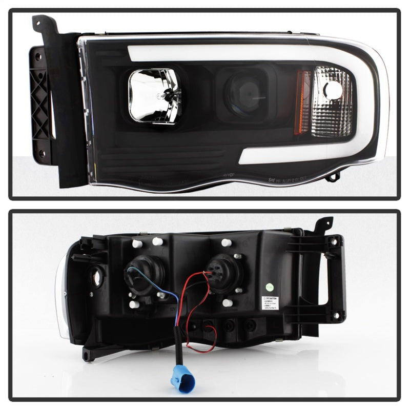 Spyder 02-05 Dodge Ram 1500 Light Bar Projector Headlights - Black (PRO-YD-DR02V2-LB-BK)-SR1 Performance