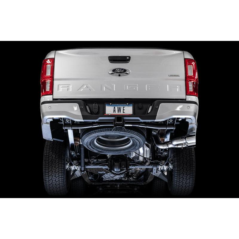 AWE Tuning 2019+ Ford Ranger 0FG Performance Exhaust System w/Chrome Silver Tips & Bash Guard