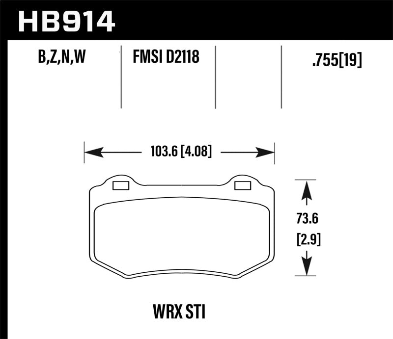 Hawk 2018 Subaru WRX STI Performance Ceramic Street Brake Pads