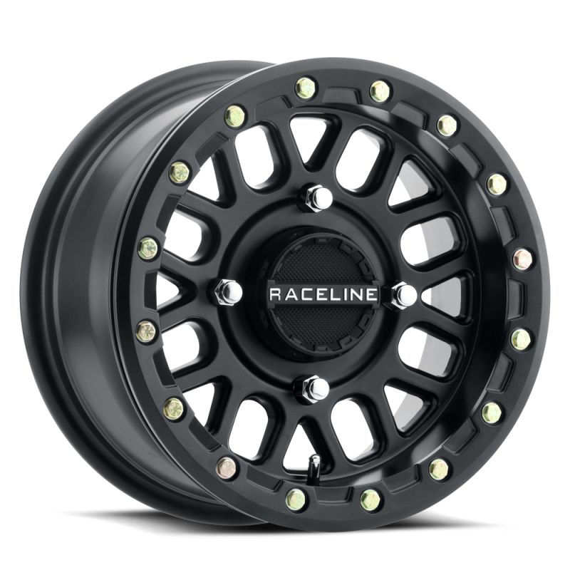 Raceline A92B Podium 14x7 Inch Satin Black Beadlock Wheel with 4x137 Bolt Pattern and 10mm Offset
