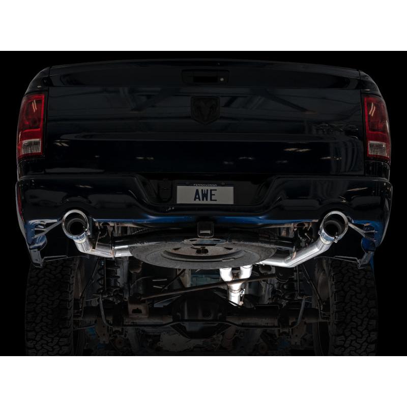 AWE Tuning 09-18 RAM 1500 5.7L (w/Cutouts) 0FG Dual Rear Exit Cat-Back Exhaust - Chrome Silver Tips