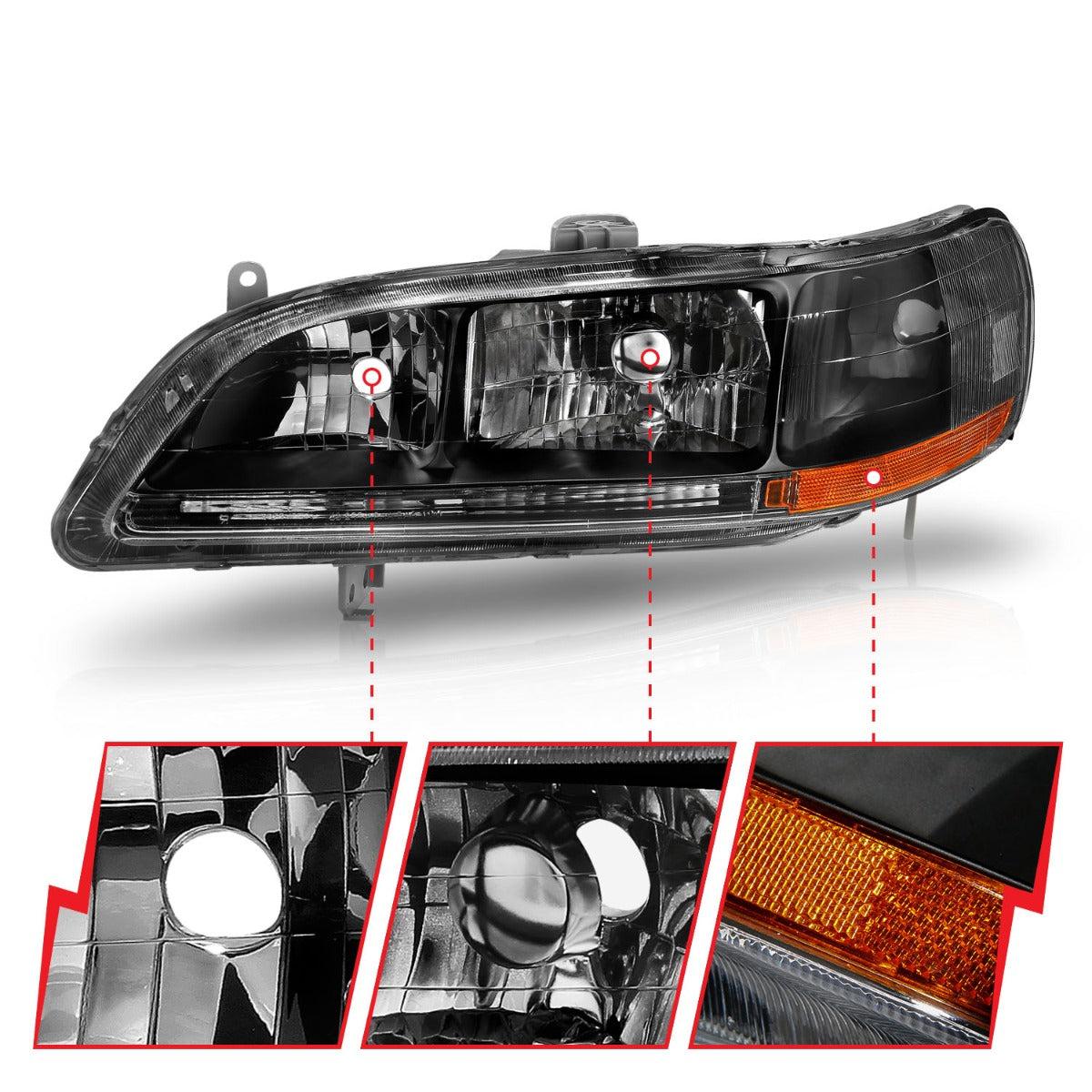 HONDA ACCORD 98-02 CRYSTAL HEADLIGHTS BLACK