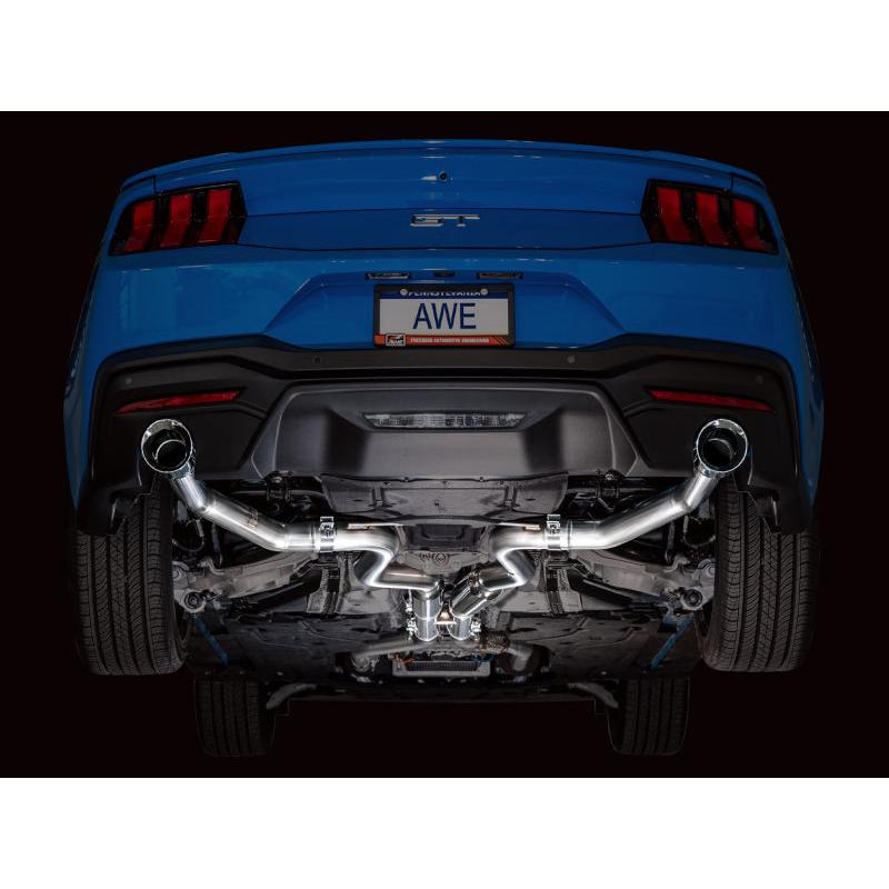 AWE 2024 Ford Mustang GT Fastback S650 RWD Track Edition Catback Exhaust w/ Dual Chrome Silver Tips