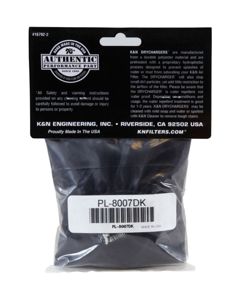 K&N Air Filter Wrap Drycharger - Round Straight - Black for Polaris Ranger-SR1 Performance