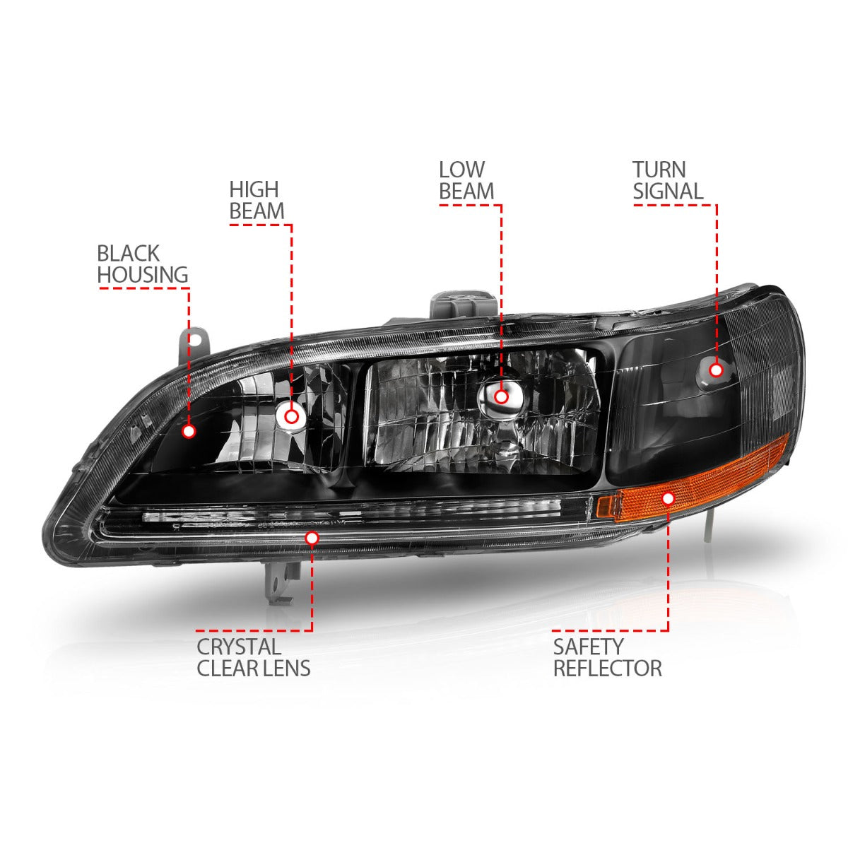 HONDA ACCORD 98-02 CRYSTAL HEADLIGHTS BLACK