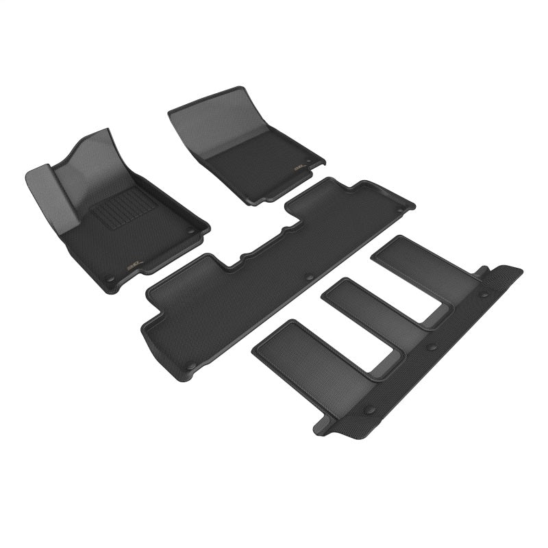 3D MAXider 22-24 RIVIAN R1S Kagu Black Floor Mat - Row 1/2/3-SR1 Performance