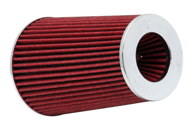 K&N Universal Air Filter Chrome Round Tapered Red - 4in Flange ID x 1.125in Flange Length x 9.5in H-SR1 Performance