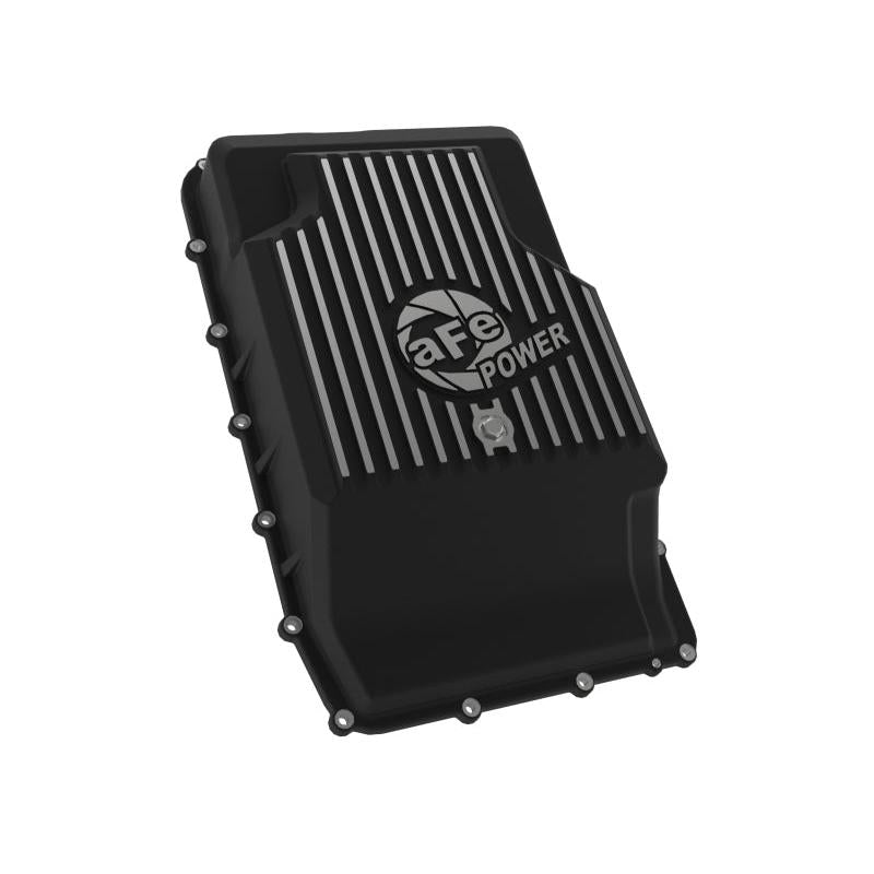 aFe 17-24 Ford F-150 10R60/10R80 Pro Series Rear Transmission Pan Black w/ Machined Fins-SR1 Performance