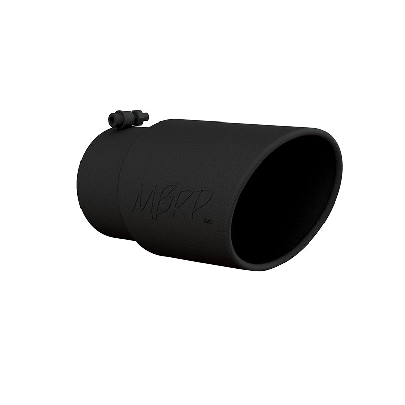 MBRP Universal Tip 6in O.D. Angled Rolled End 5 inlet 12 length - Black Finish-SR1 Performance
