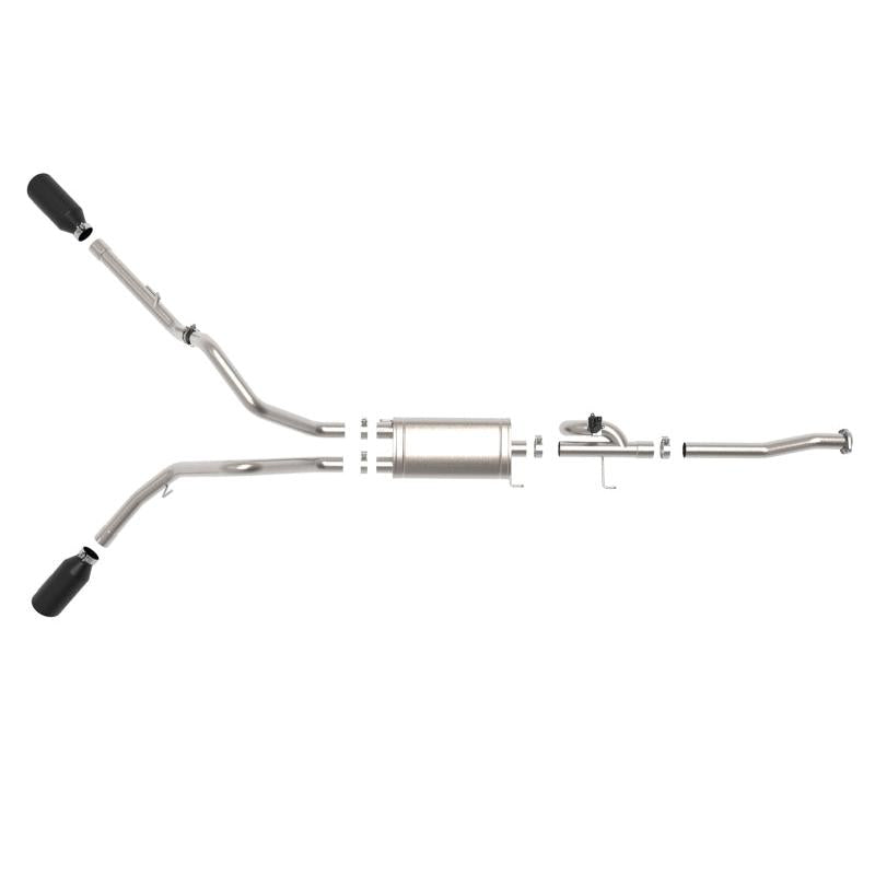 aFe Gemini XV 3in 304 SS Cat-Back Exhaust 15-20 Ford F-150 V6 2.7L/3.5 w/ Black Tips