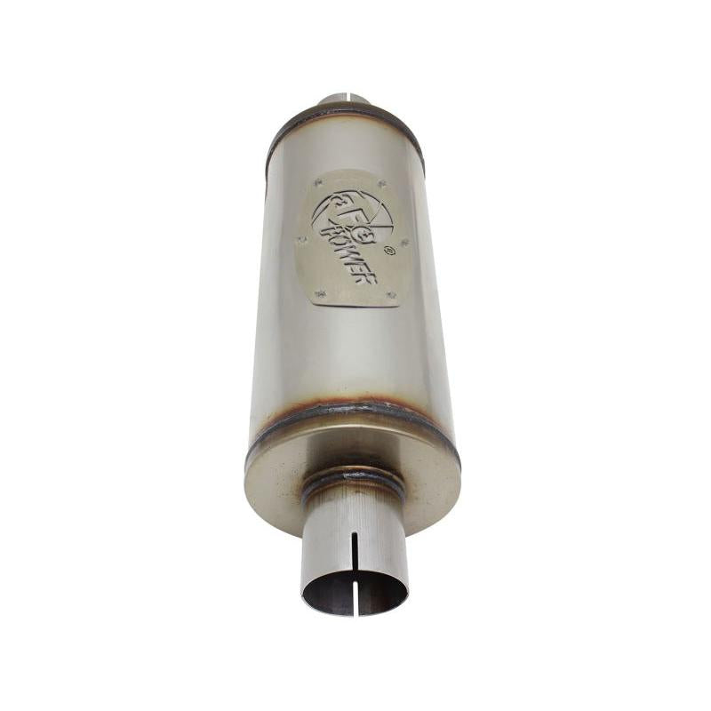 aFe MACH Force-Xp 409 SS Muffler 2-1/2in Center/Center 14in L X 6in Dia - Round Body-SR1 Performance