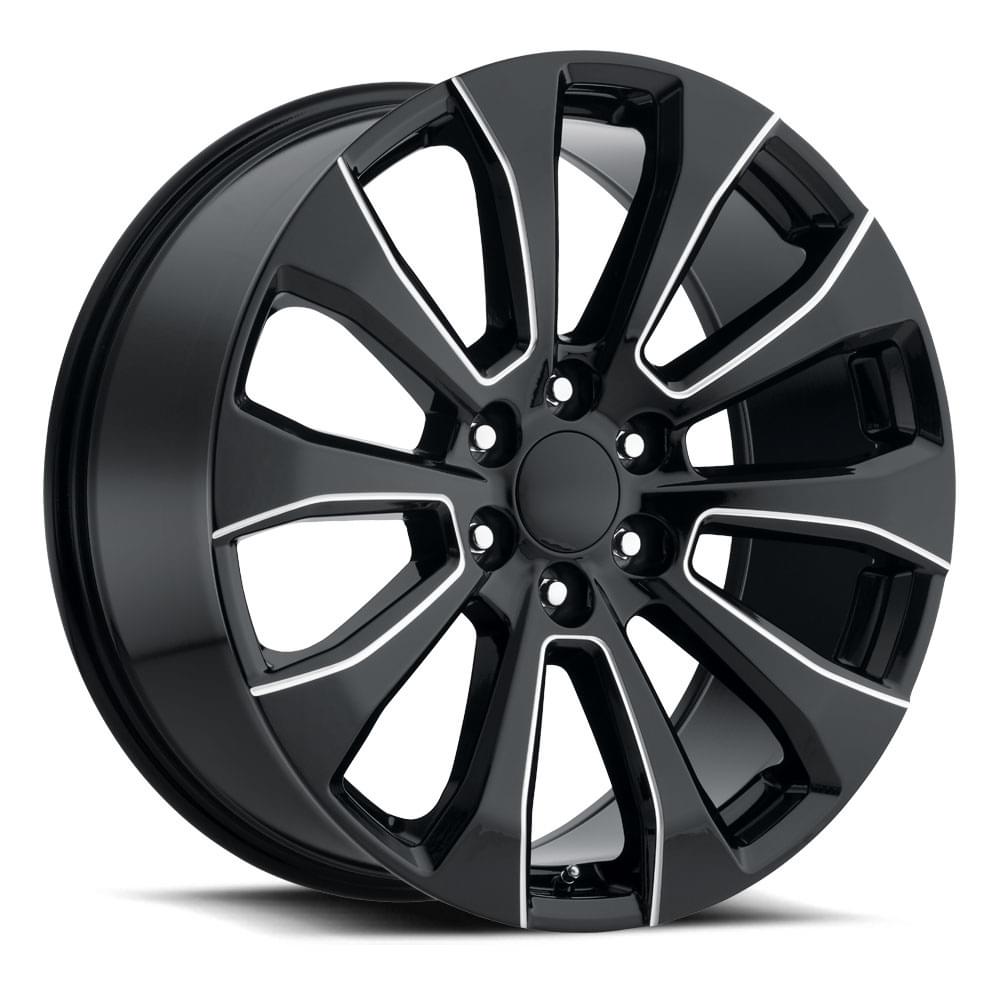 22X9 6X5.5 +28 HB 78.1 2019 SILVERADO SPLIT 5SPK GLOSS BLACK/MILLED WITH CAP-SR1 Performance