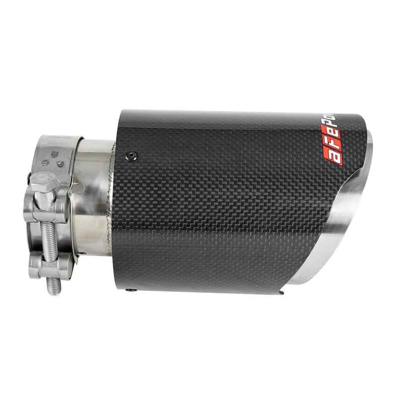 aFe MACH Force-Xp 409 SS Clamp-On Exhaust Tip 2.5in. Inlet / 4in. Outlet / 7in. L - Carbon-SR1 Performance