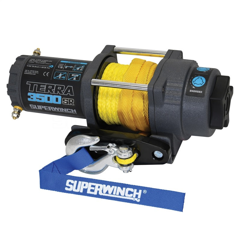 Superwinch 3500 LBS 12V DC 7/32in x 32ft Synthetic Rope Terra 3500SR Winch - Gray Wrinkle-SR1 Performance