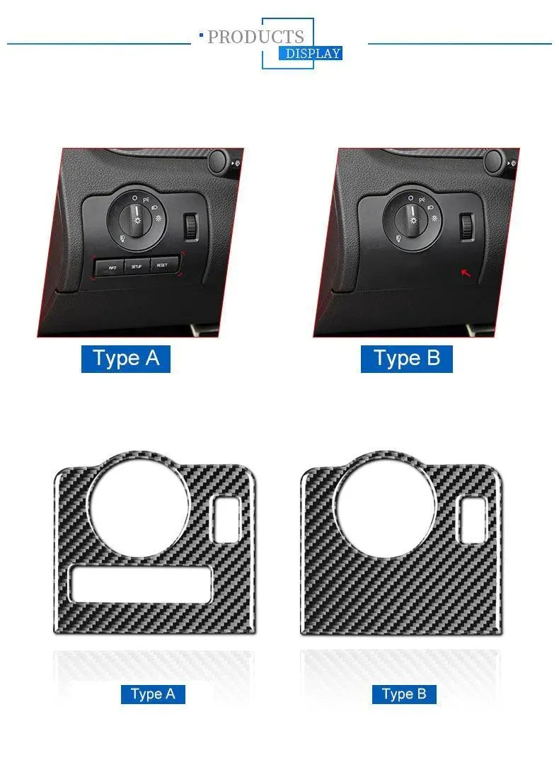 Carbon Fiber Headlight Control Trim interior Overlay For Ford Mustang 2010-2014 - carbonaddons Carbon Fiber Parts, Accessories, Upgrades, Mods