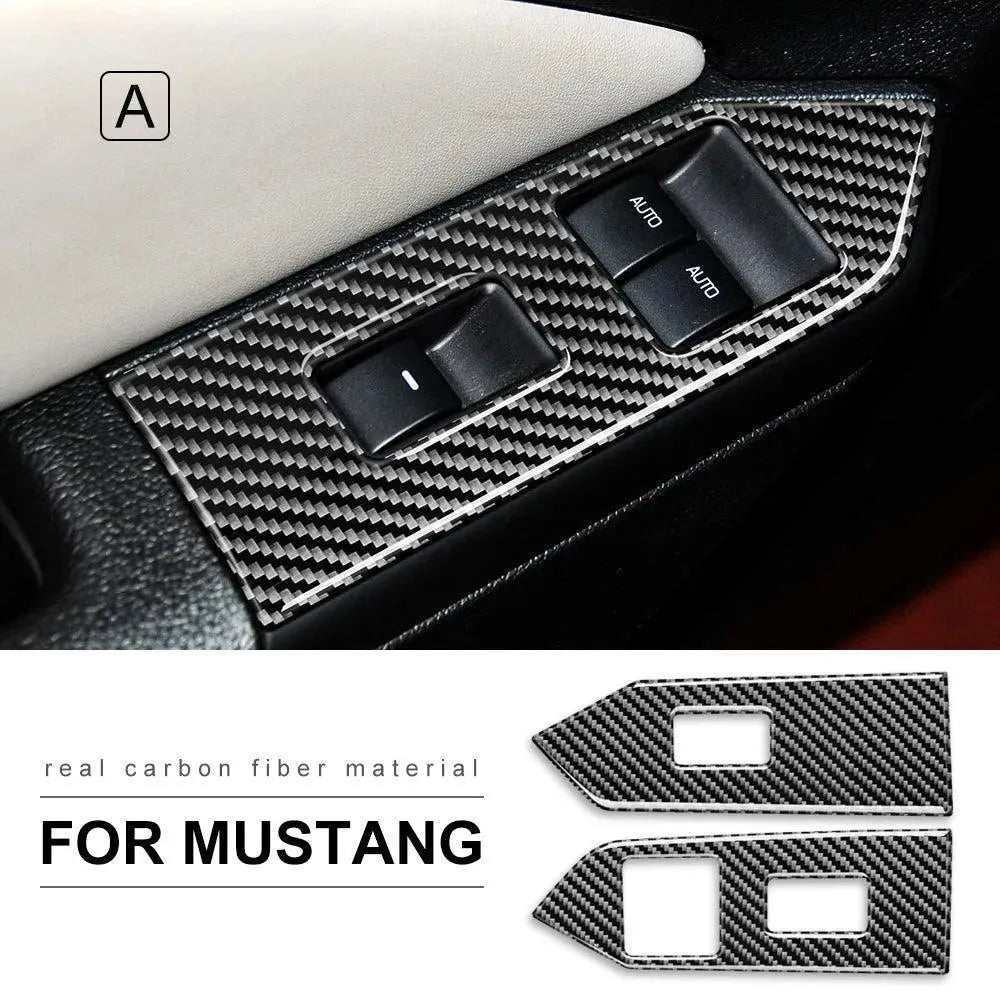 Carbon Fiber Window Switch Control Trim Interior Overlay Kit For Ford Mustang 2010-2014 - carbonaddons Carbon Fiber Parts, Accessories, Upgrades, Mods