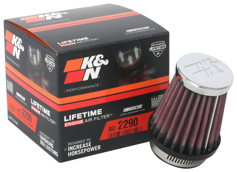 K&N Universal Chrome Filter 1 9/16 inch FLG / 2 5/8 inch Bottom / 2 inch Top / 3 inch Height-SR1 Performance