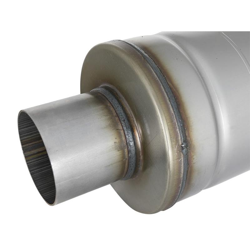 aFe MACH Force-Xp 409 SS Muffler 3in Center/Center 14in L x 6in Dia - Round Body-SR1 Performance