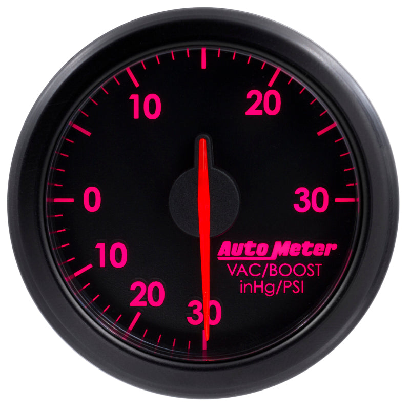 Autometer Airdrive 2-1/6in Boost/Vac Gauge 30in HG/30 PSI - Black-SR1 Performance