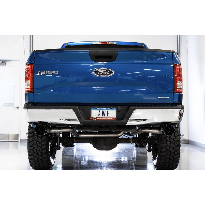 AWE Tuning 2015+ Ford F-150 0FG Dual Exit Performance Exhaust System w/5in Diamond Black Tips-SR1 Performance