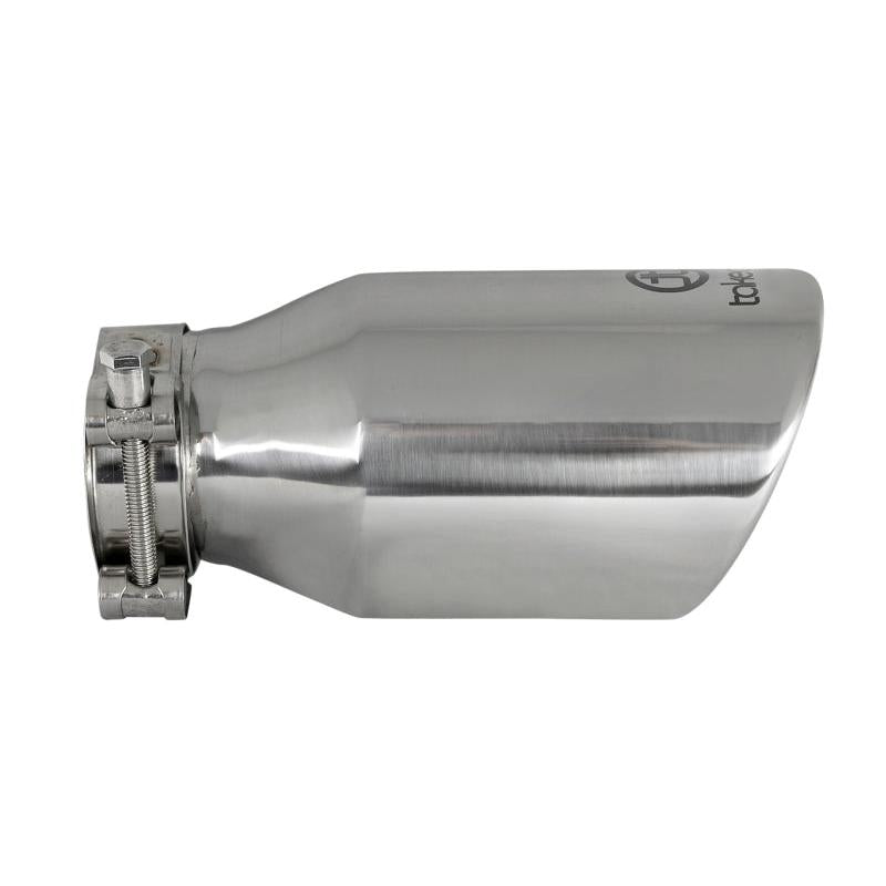 aFe Takeda 304 Stainless Steel Clamp-On Exhaust Tip 2.5in. Inlet / 4in. Outlet / 8in. L - Polished-SR1 Performance