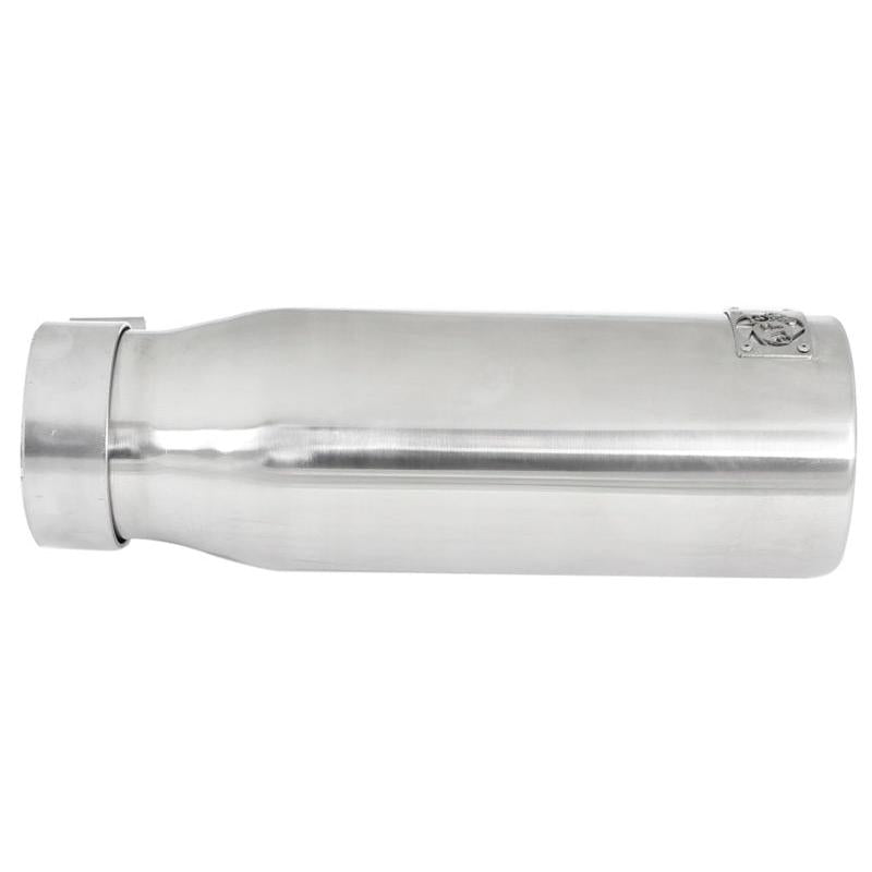 aFe MACH Force-XP 304 SS Sing Wall Pol Exh Tip Univ Exit 3in Inlet x 4in Outlet x 12in L - Clamp On-SR1 Performance