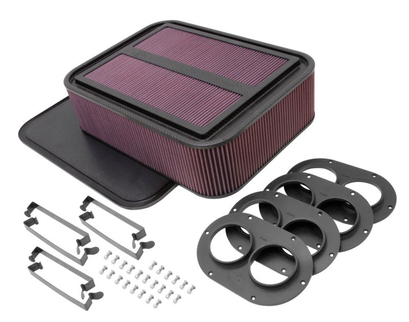 K&N Custom Racing Air Filter - Rectangular Carbon Fiber 4in Air Box w/ 2.75in Air Horn-SR1 Performance