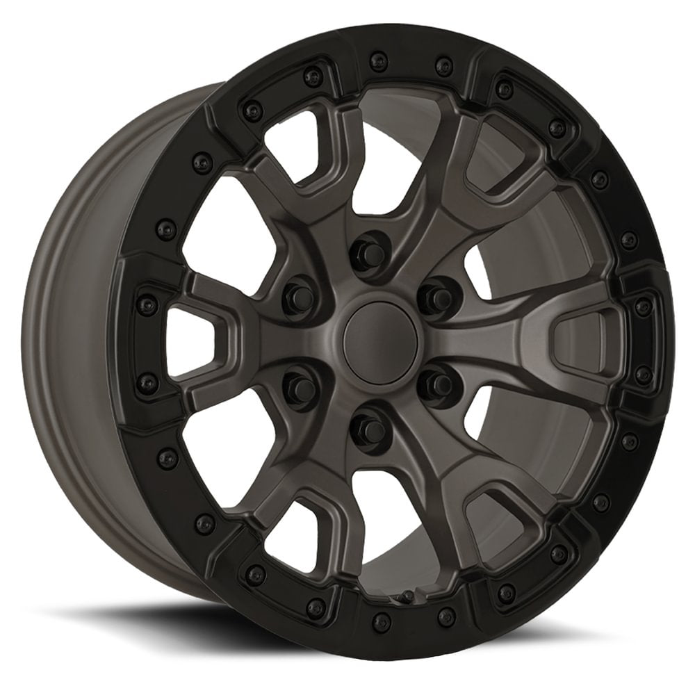 17X9 6X135 +18 HB 87.1 BRONCO REPLICA SATIN BRONZE/ SATIN BLACK RING WITH CAP-SR1 Performance