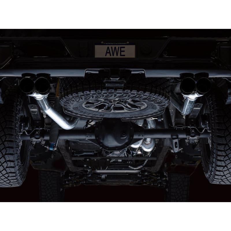 AWE Tuning 22-23 GMC Sierra 1500 AT4X 6.2L 0FG Catback Split Dual (Flat Bumper) - Diamond Black Tips