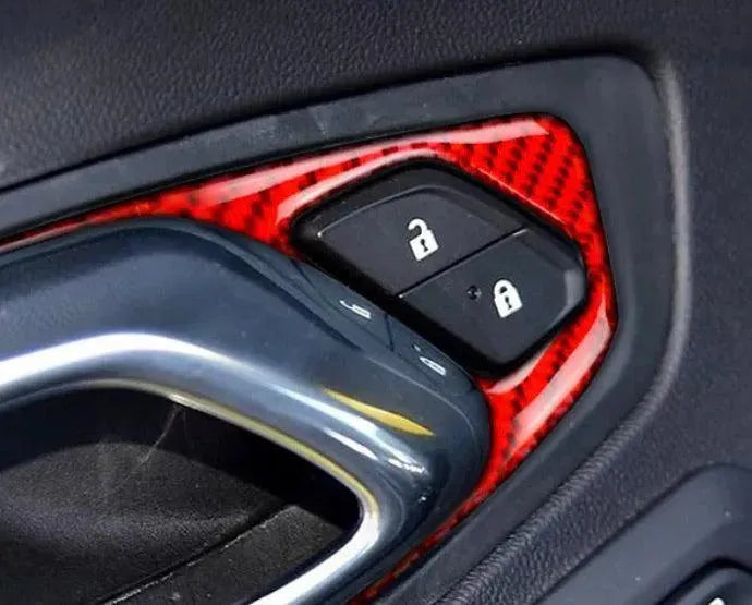 Chevrolet Camaro 2016-2024 Real Carbon Fiber Interior Door Handle Overlay - carbonaddons Carbon Fiber Parts, Accessories, Upgrades, Mods