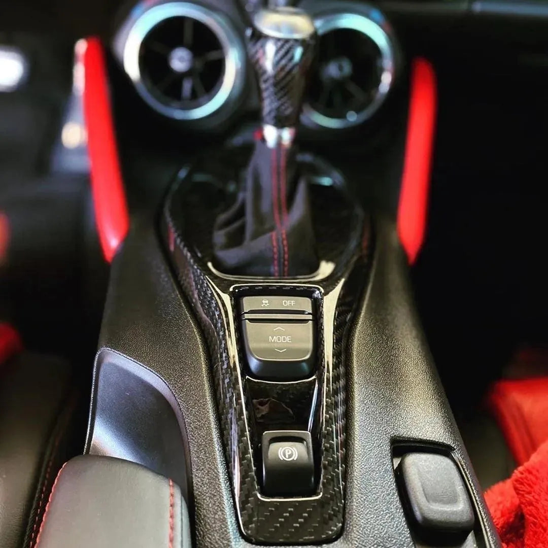 Chevy Camaro 2016-2024 Real Carbon Fiber Gear Shift Chrome Trim Delete Cover - carbonaddons Carbon Fiber Parts, Accessories, Upgrades, Mods