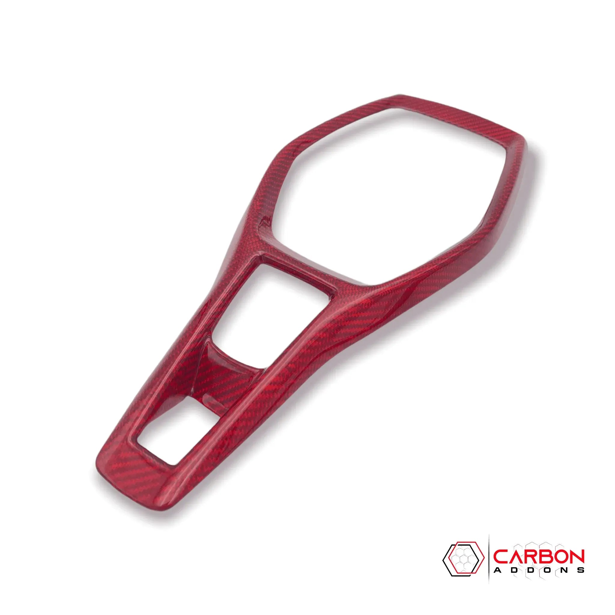 Chevy Camaro 2016-2024 Real Carbon Fiber Gear Shift Chrome Trim Delete Cover - carbonaddons Carbon Fiber Parts, Accessories, Upgrades, Mods