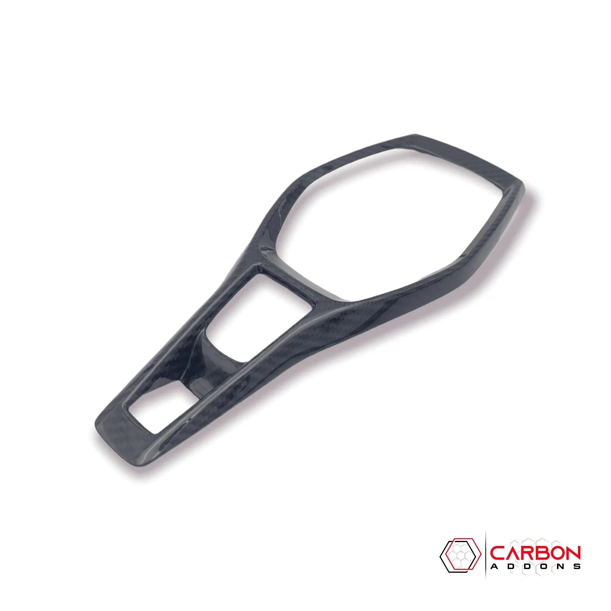Chevy Camaro 2016-2024 Real Carbon Fiber Gear Shift Chrome Trim Delete Cover - carbonaddons Carbon Fiber Parts, Accessories, Upgrades, Mods