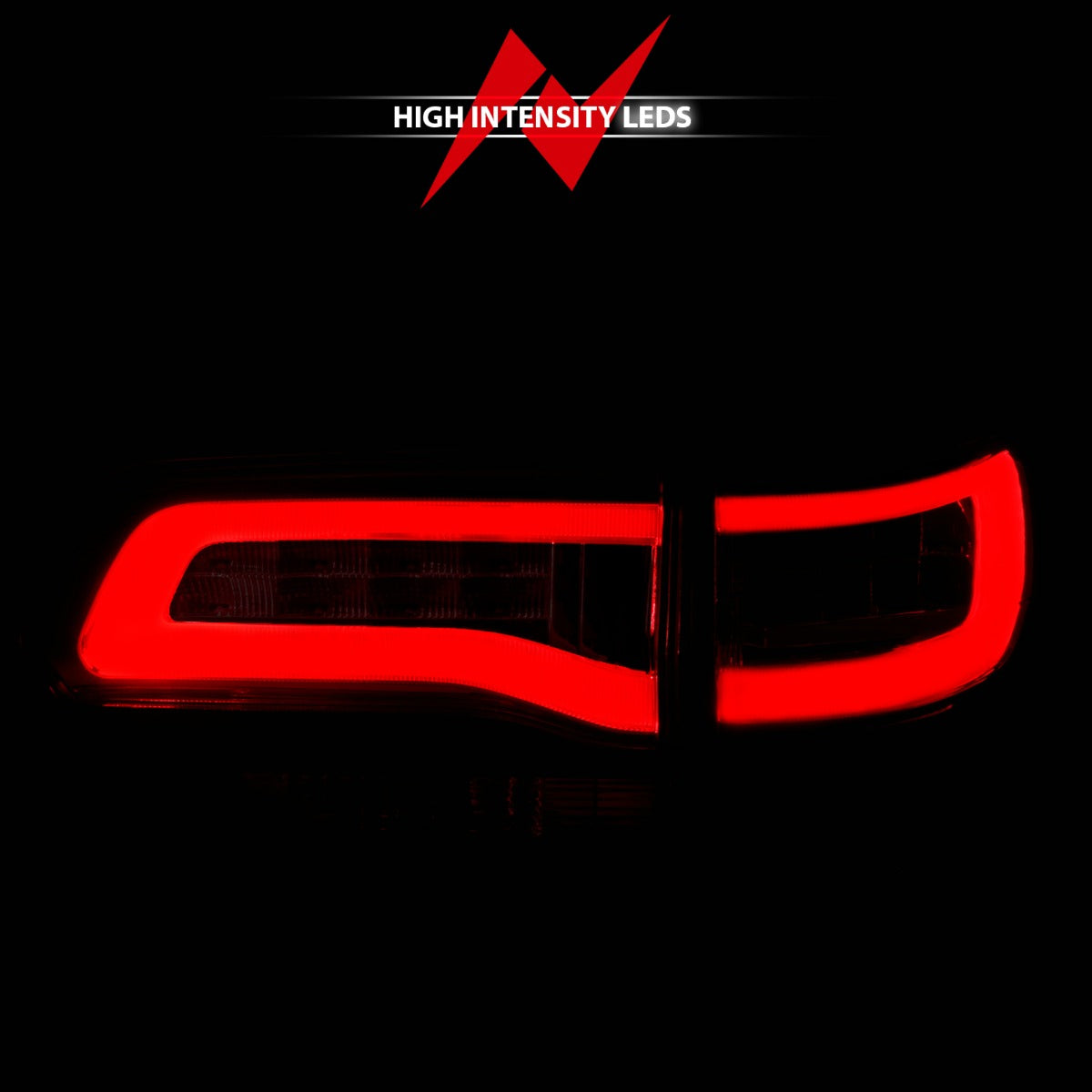 JEEP GRAND CHEROKEE 14-22 LED TAIL LIGHTS RED/CLEAR BLACK TRIM (4PCS)