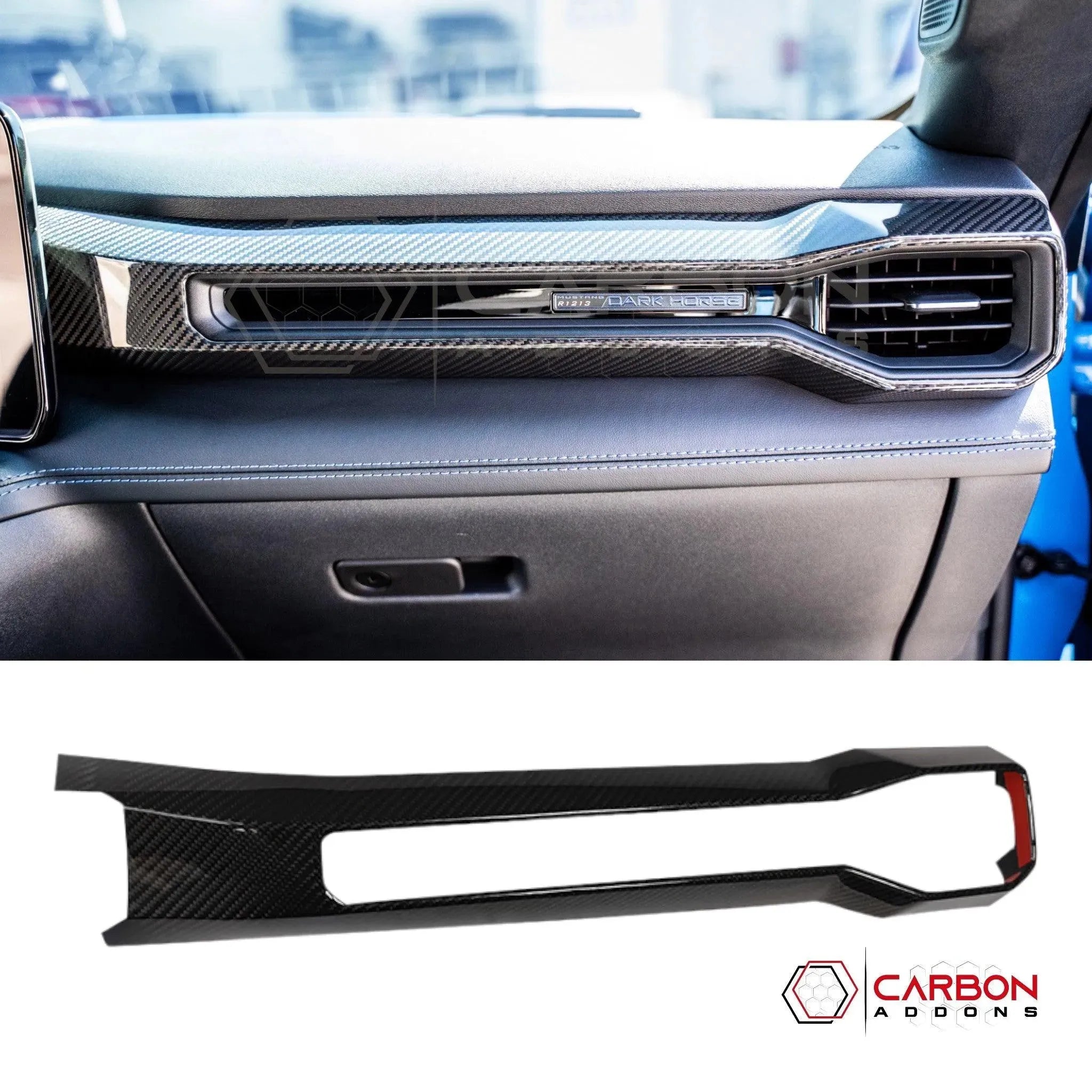 [Coming Soon] 2024-Up S650 Ford Mustang Hard Carbon Fiber Passenger Side Dashboard Trim Cover - carbonaddons Carbon Fiber Parts, Accessories, Upgrades, Mods
