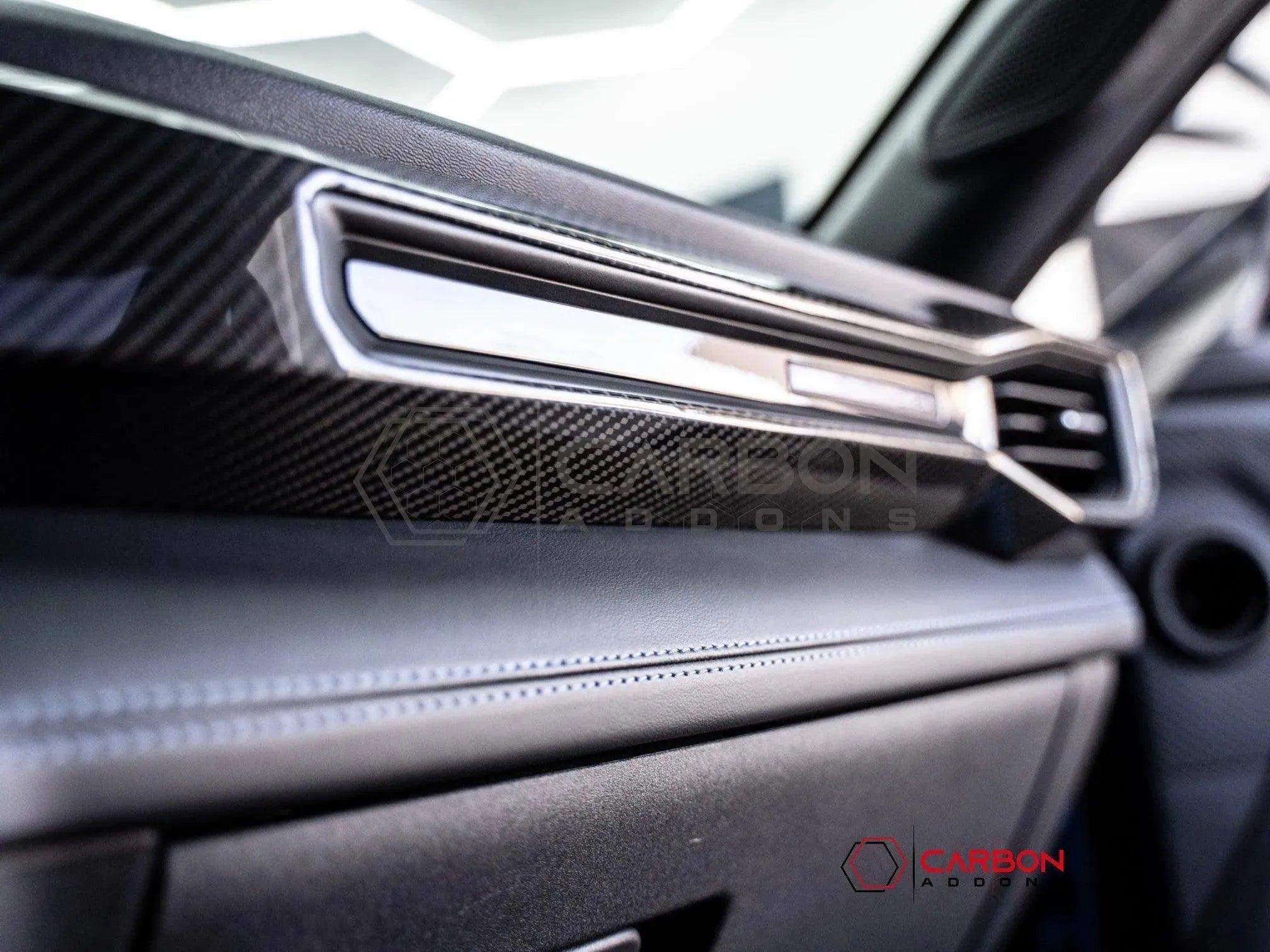 [Coming Soon] 2024-Up S650 Ford Mustang Hard Carbon Fiber Passenger Side Dashboard Trim Cover - carbonaddons Carbon Fiber Parts, Accessories, Upgrades, Mods