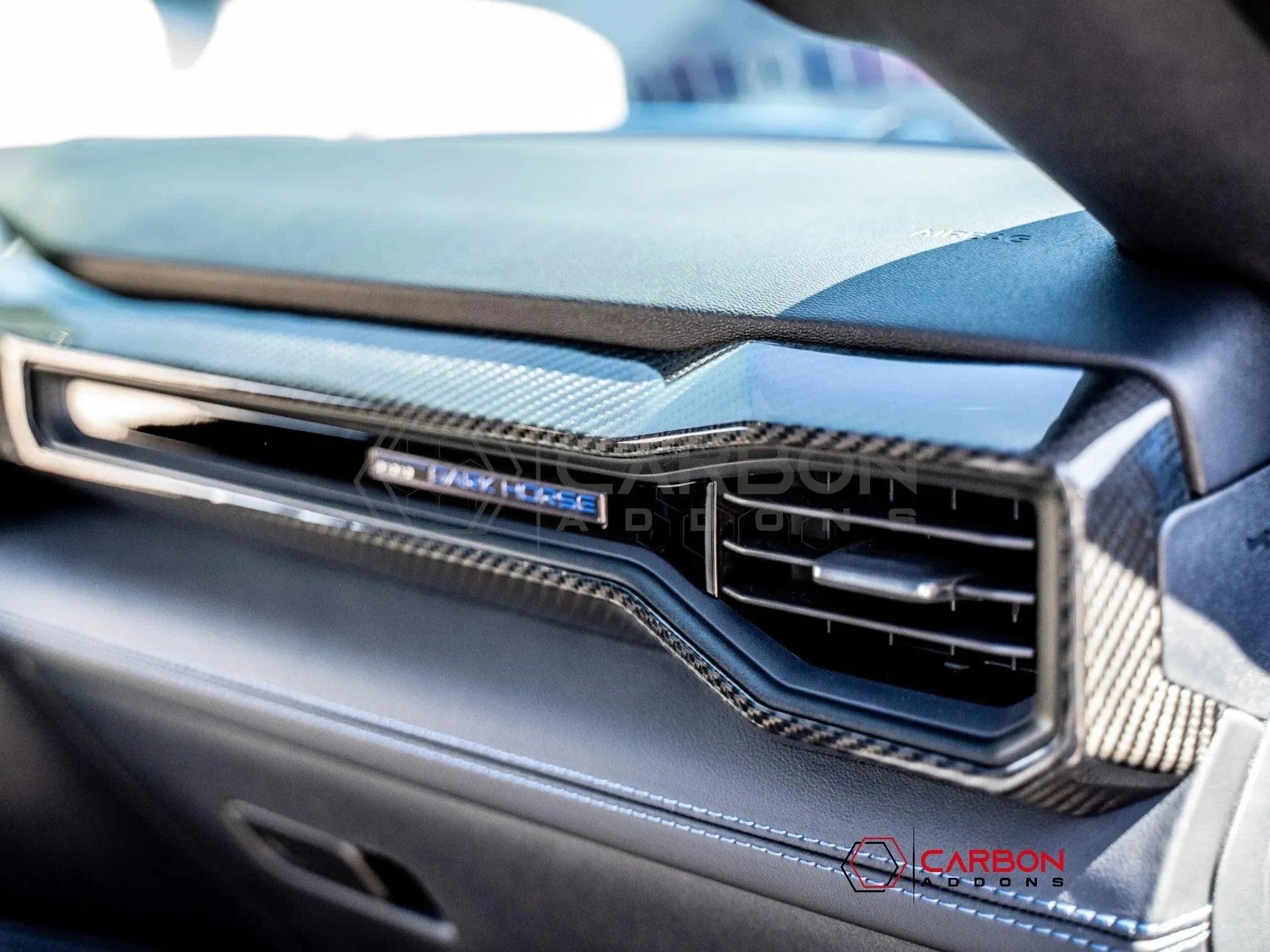 [Coming Soon] 2024-Up S650 Ford Mustang Hard Carbon Fiber Passenger Side Dashboard Trim Cover - carbonaddons Carbon Fiber Parts, Accessories, Upgrades, Mods