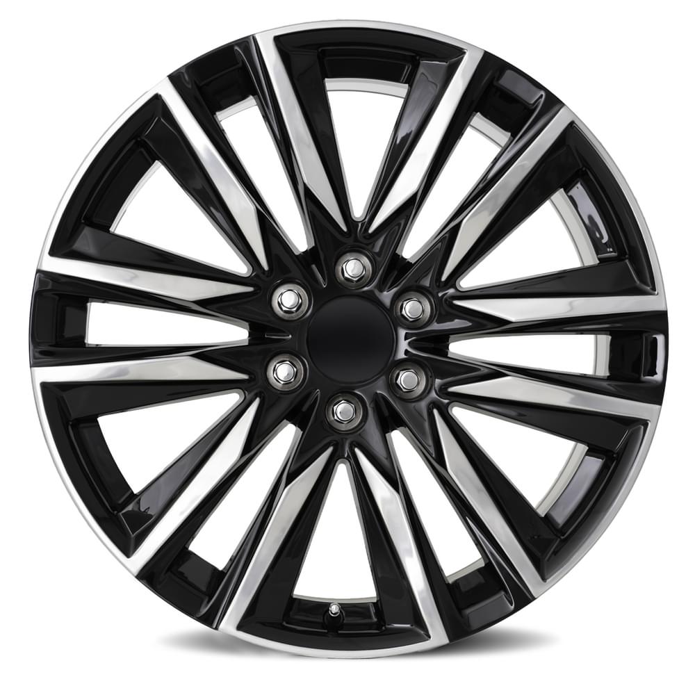 FR 90 – ESCALADE SPORT REPLICA WHEELS-Gloss Black Polished Accents 22x9 6x5.5 + 28 HB 78.1