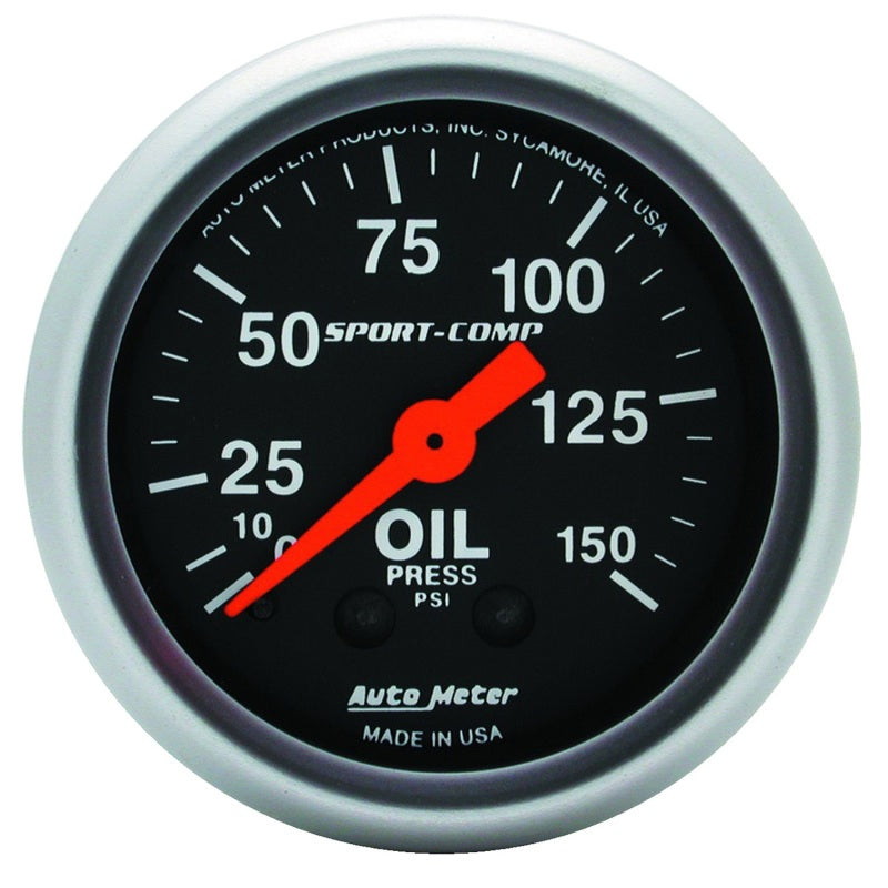 Autometer Sport Comp 52mm Mechanical 0-150 PSI Oil Pressure Gauge-SR1 Performance