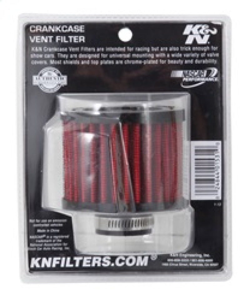 K&N 1 inch ID 3 inch OD 2.375 inch H Rubber Base Crankcase Vent Filter-SR1 Performance