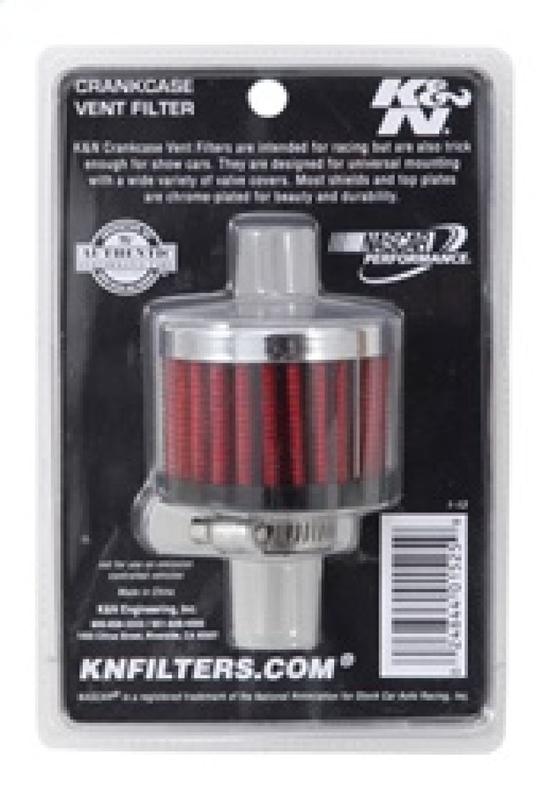 K&N 0.625 inch ID 2 inch OD 1.5 inch H Clamp On Crankcase Vent Filter-SR1 Performance