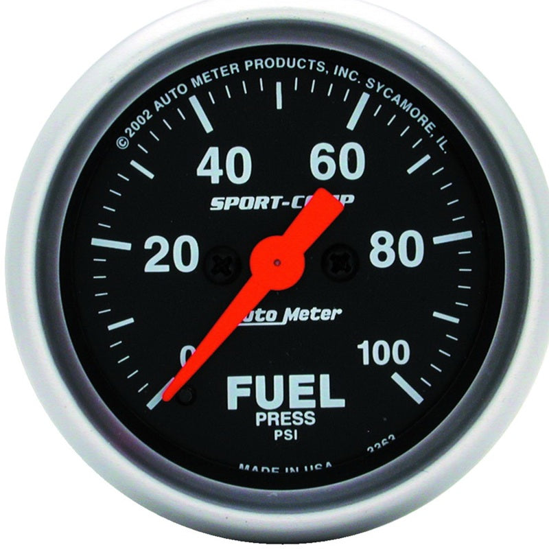 Autometer Sport-Comp 52mm 0-100 PSI Electronic Fuel Pressure Gauge-SR1 Performance
