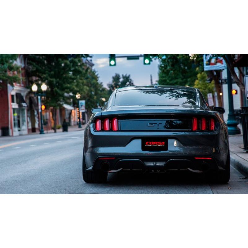 Corsa 2015-2017 Ford Mustang GT 5.0 3in Cat Back Exhaust Black Dual Tips (Sport)