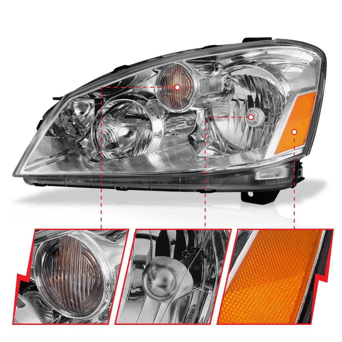 NISSAN ALTIMA 05-06 CRYSTAL HEADLIGHTS CHROME (FOR HALOGEN MODELS)